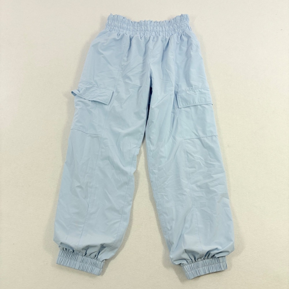 Athleta Girl Cargo Joggers Kids Size 12 Light Blue Smocked Waist Active Pants